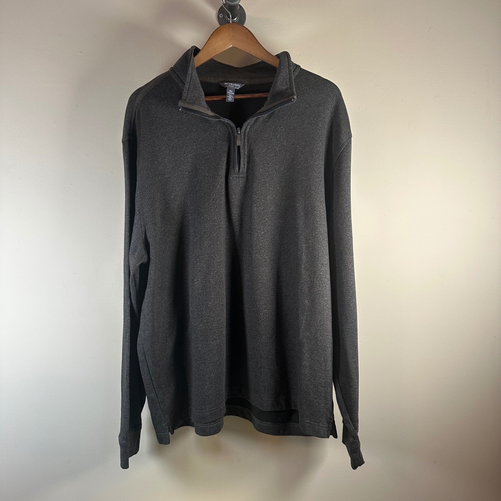 Van Heusen Flex Xxl Quarter Zip Pullover Gray Long Sleeve Mens Top